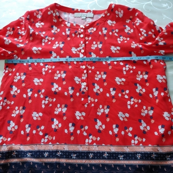 Loft floral red long sleeves top - Picture 10 of 10